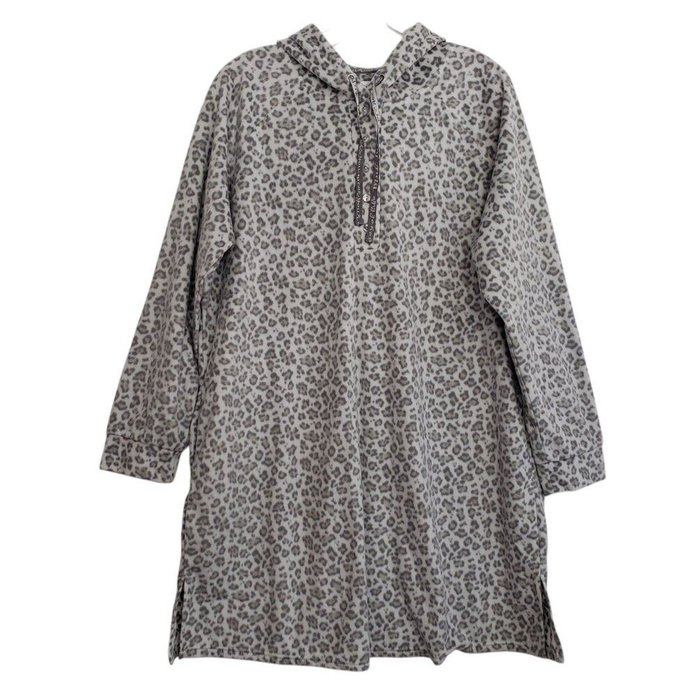 Muk Luks Women's Large Hooded Animal Print Night Shirt Night Gown with Pockets
